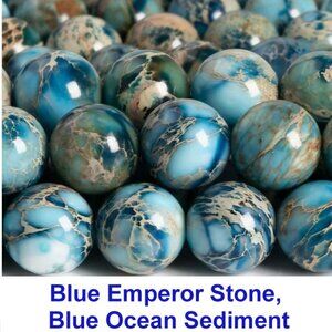 Blue Emperor Stone, Blue Ocean Sediment Natural Round Beads